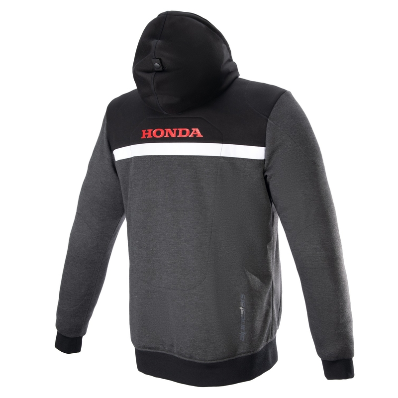 Bluza motocyklowa Alpinestars Chrome Street Hoodie Honda w kolorze czarno-szaro-czerwonym