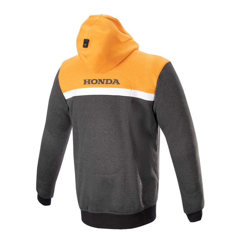 Bluza motocyklowa Alpinestars Chrome Street Hoodie Honda w kolorze czarno-szaro-pomarańczowym