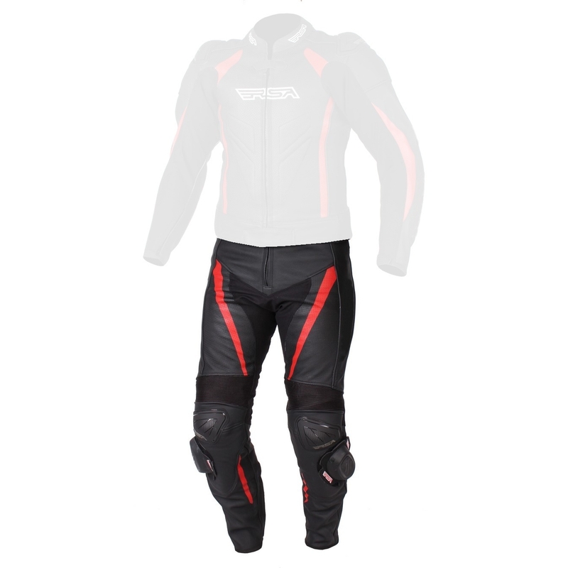 Skórzane spodnie motocyklowe RSA Imola czarno-czerwone wyprzedaż