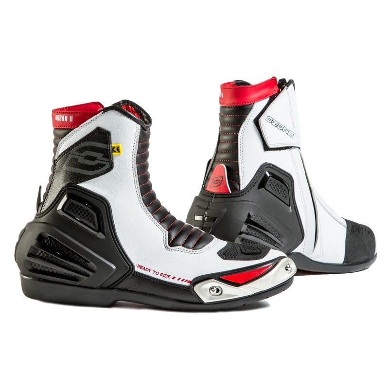 Buty motocyklowe Ozone Urban II CE czarno-biało-czerwone