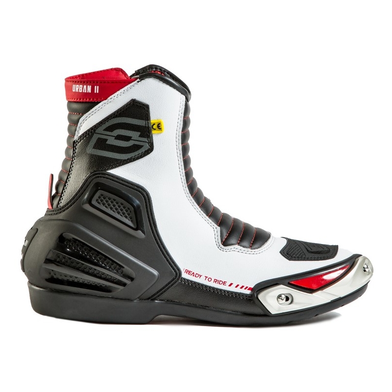 Buty motocyklowe Ozone Urban II CE czarno-biało-czerwone