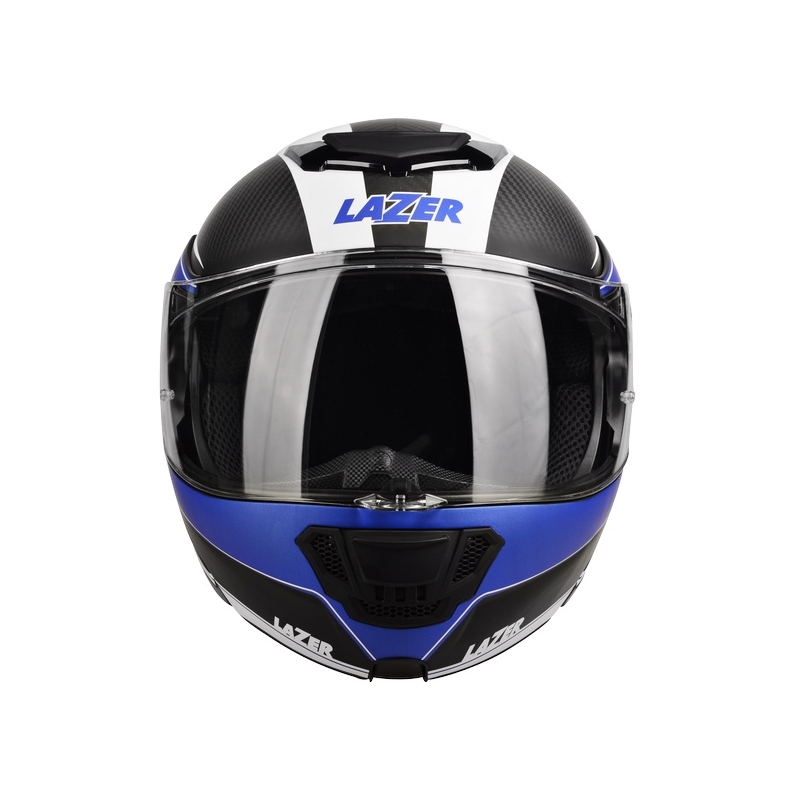 Szczękowy kask motocyklowy Lazer Monaco Evo - 2.0 Pure Carbon czarno-niebiesko-biały