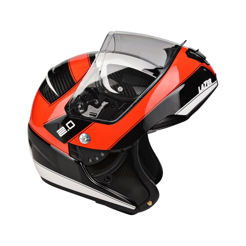 Szczękowy kask motocyklowy Lazer Monaco Evo - 2.0 Pure Carbon czarno-czerwono-biały