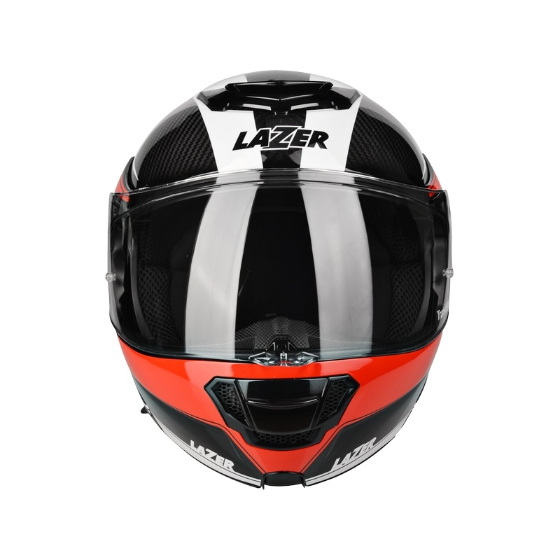 Szczękowy kask motocyklowy Lazer Monaco Evo - 2.0 Pure Carbon czarno-czerwono-biały