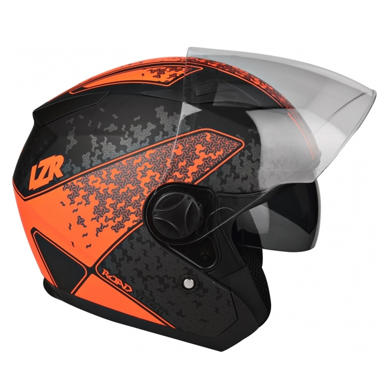 Otwarty kask motocyklowy Lazer JH-1 Road Tech czarno-fluo czerwony wyprzedaż