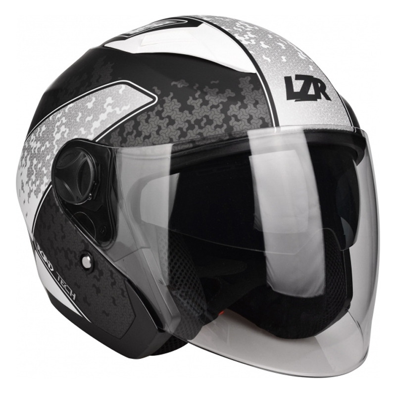 Otwarty kask motocyklowy Lazer JH-1 Road Tech czarno-biało matowy wyprzedaż