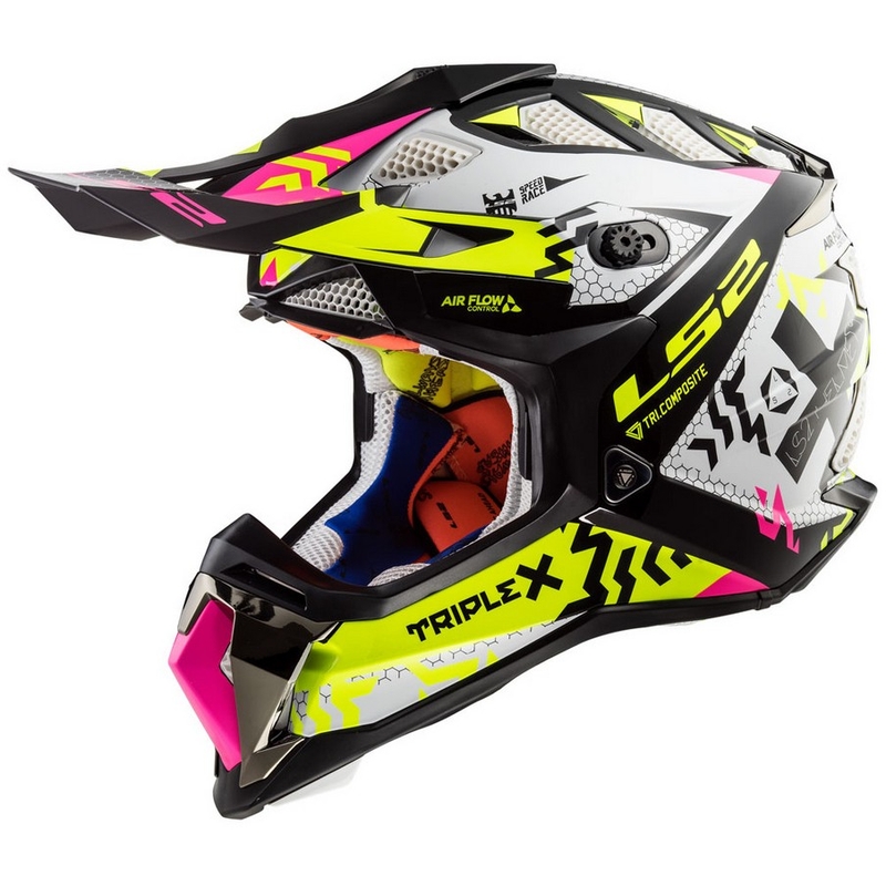 Motocrossowy kask LS2 MX470 Subverter czarno-różowo-fluo żółty wyprzedaż