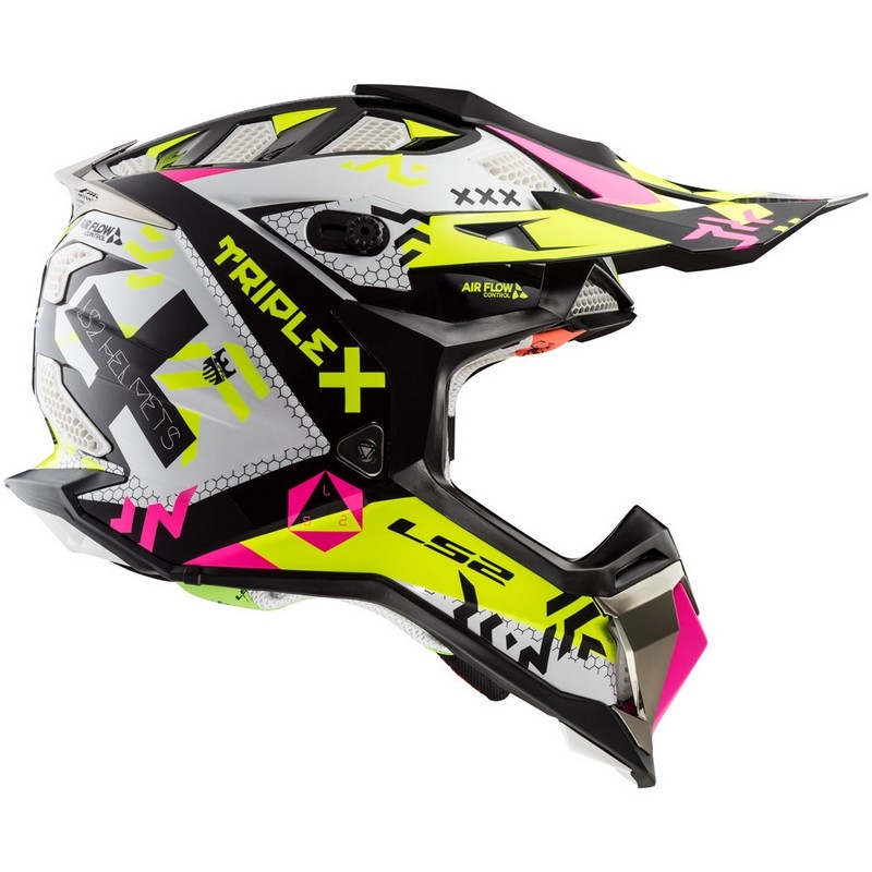 Motocrossowy kask LS2 MX470 Subverter czarno-różowo-fluo żółty wyprzedaż