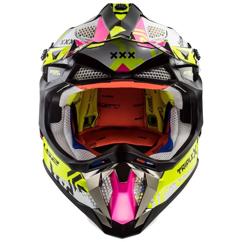 Motocrossowy kask LS2 MX470 Subverter czarno-różowo-fluo żółty wyprzedaż