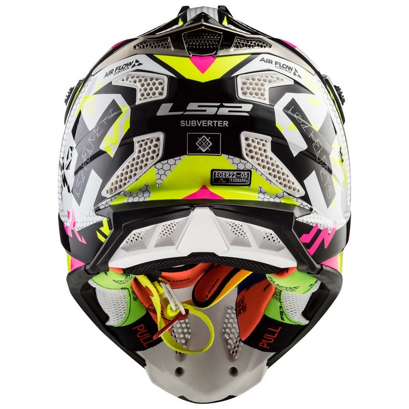 Motocrossowy kask LS2 MX470 Subverter czarno-różowo-fluo żółty wyprzedaż