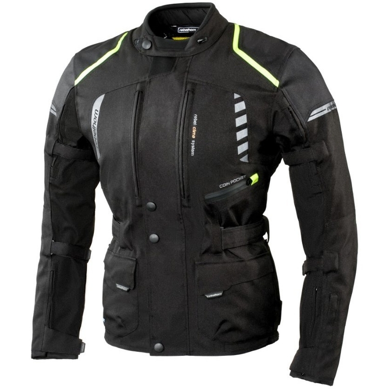 Kurtka motocyklowa Rebelhorn Hiker II czarno-fluo żółta wyprzedaż