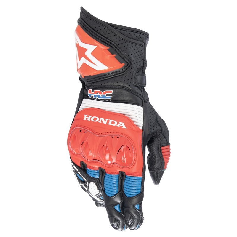 Rękawice motocyklowe Alpinestars GP PRO R 3 Honda czarno-czerwone fluo-niebiesko-białe