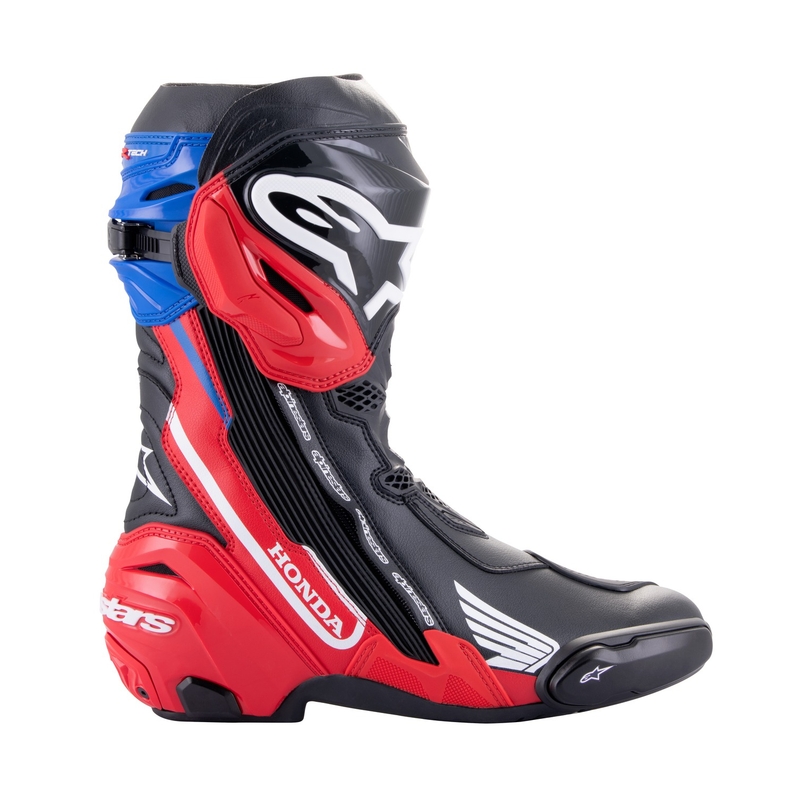 Buty motocyklowe Alpinestars Supertech R Honda czarno-czerwone fluo-niebiesko-białe