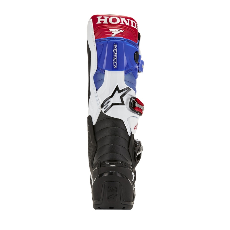 Buty motocyklowe Alpinestars Tech 7 Enduro Drystar Honda Kolekcja 2024 Czarno-niebiesko-biało-czerwony