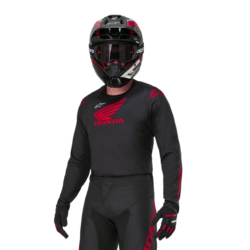 Koszulka motocrossowa Alpinestars Racer Iconic Honda Collection w kolorze czarno-czerwonym