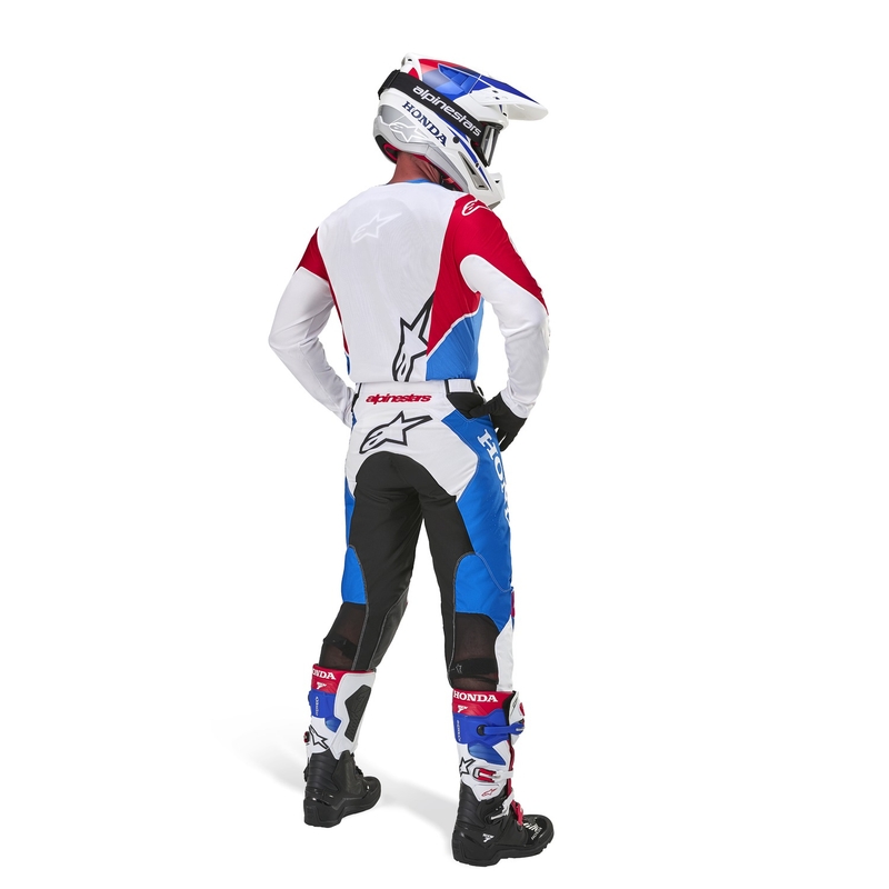 Koszulka motocrossowa Alpinestars Racer Iconic Honda z kolekcji biało-niebiesko-czerwono-czarnej