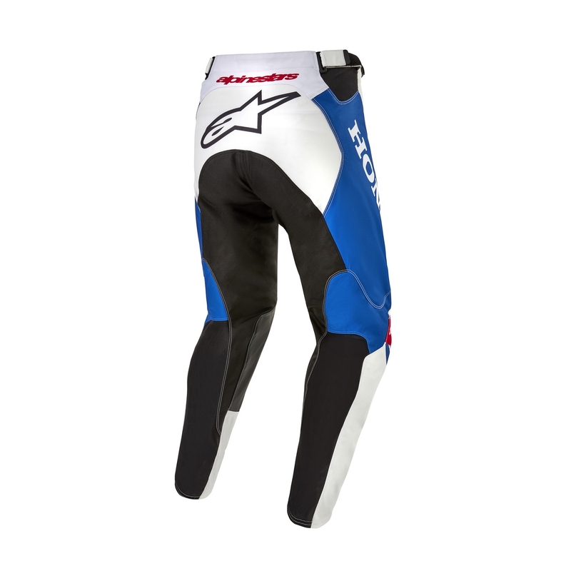Spodnie motocrossowe Alpinestars Racer Iconic Honda z kolekcji biało-niebiesko-czerwono-czarne