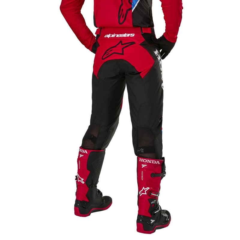 Kolekcja spodni motocrossowych Alpinestars Racer Iconic Honda w kolorze czerwono-czarno-niebiesko-białym