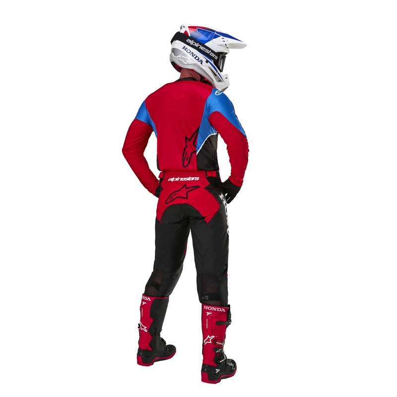 Kolekcja spodni motocrossowych Alpinestars Racer Iconic Honda w kolorze czerwono-czarno-niebiesko-białym