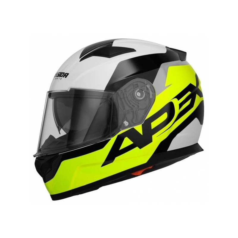 Integralny kask motocyklowy Cassida Apex Contrast czarno-biało-szaro-fluo żółty wyprzedaż