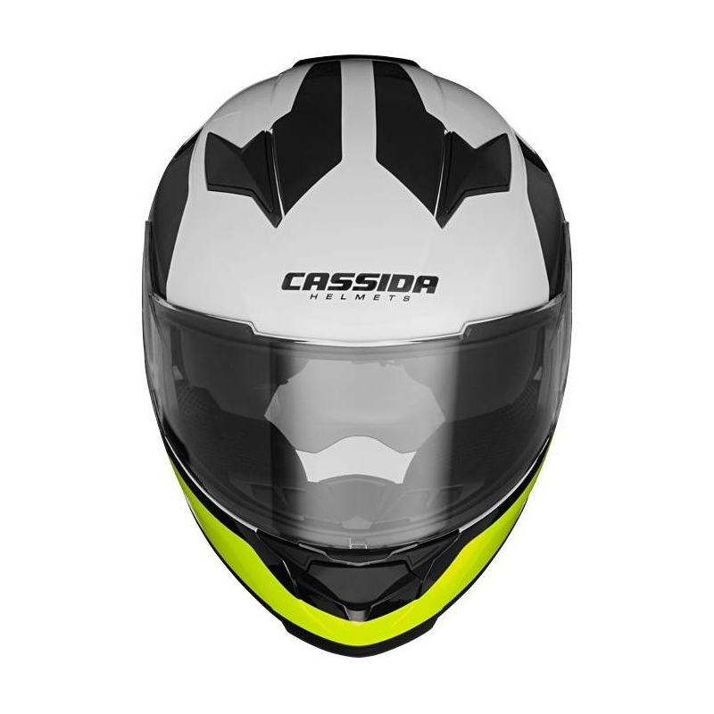 Integralny kask motocyklowy Cassida Apex Contrast czarno-biało-szaro-fluo żółty wyprzedaż