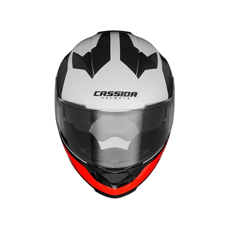 Integralny kask motocyklowy Cassida Apex Contrast czarno-biało-szaro-fluo czerwony