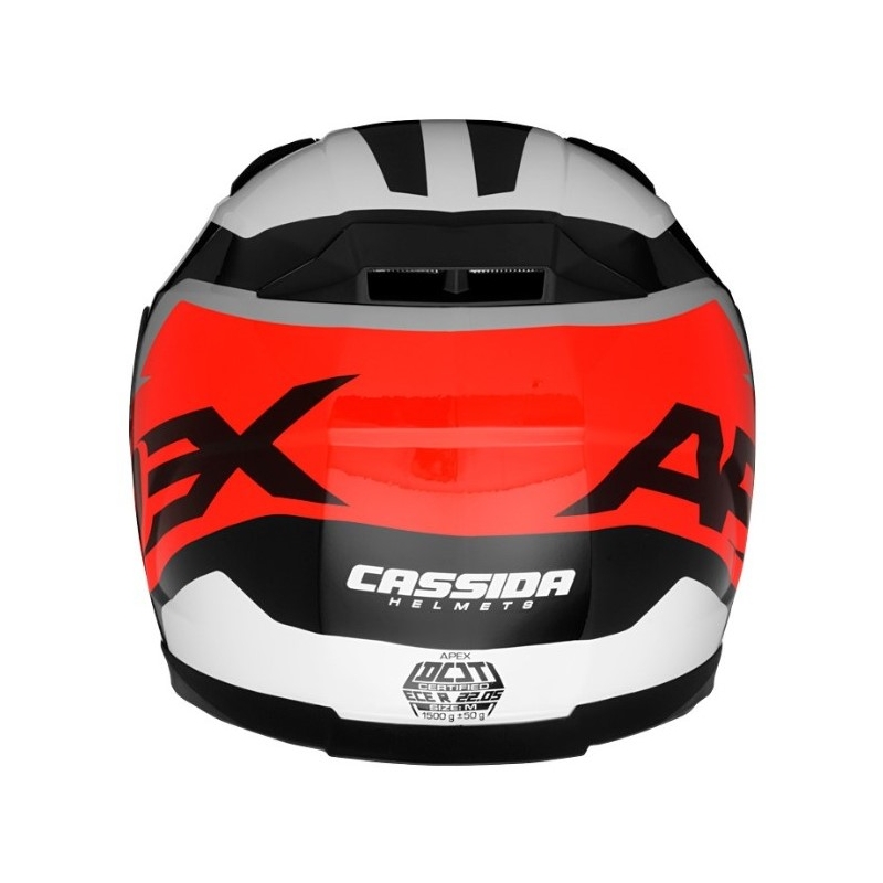 Integralny kask motocyklowy Cassida Apex Contrast czarno-biało-szaro-fluo czerwony