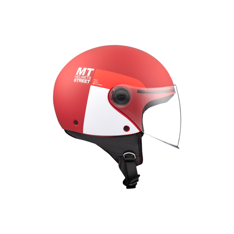 Kask motocyklowy otwarty MT STREET INBOARD C5 matowo czerwono-biały