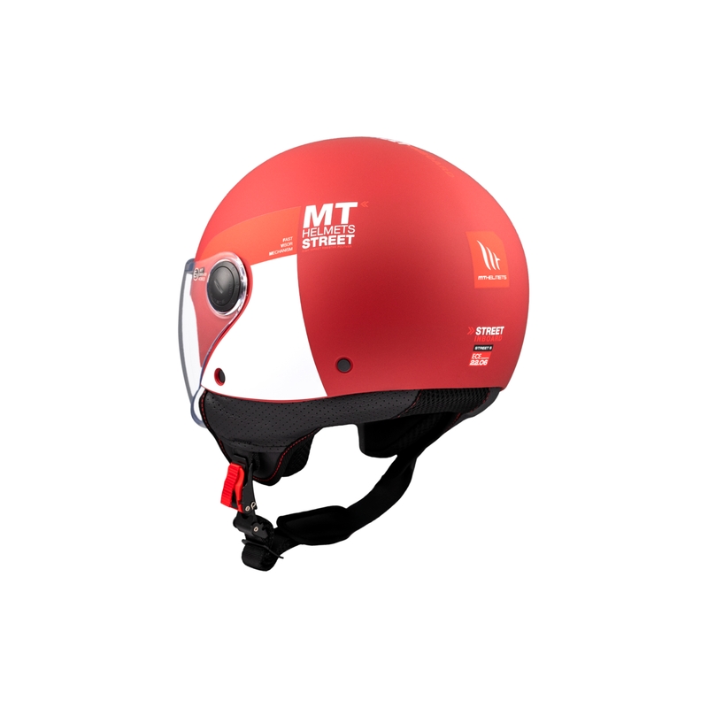 Kask motocyklowy otwarty MT STREET INBOARD C5 matowo czerwono-biały