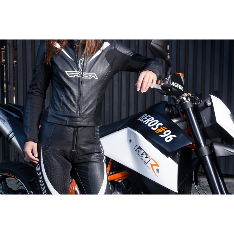 Damski kombinezon motocyklowy RSA Destiny 2 czarno - biały wyprzedaż