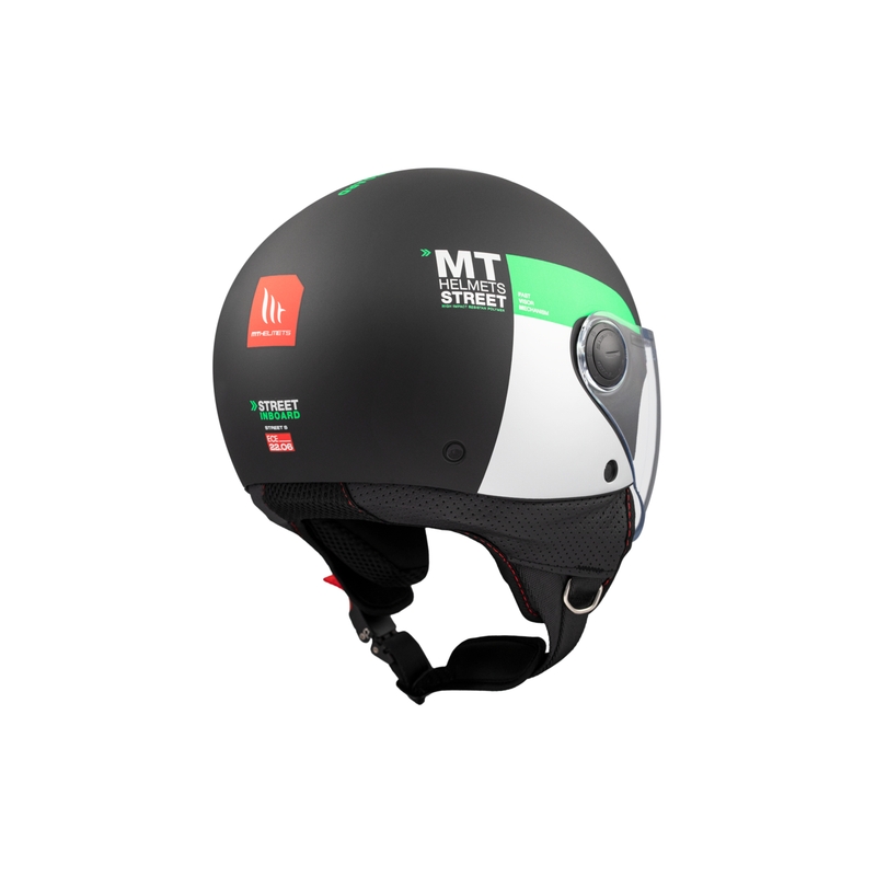 Kask motocyklowy otwarty MT STREET INBOARD D6 matowy czarno-zielony