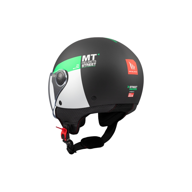 Kask motocyklowy otwarty MT STREET INBOARD D6 matowy czarno-zielony