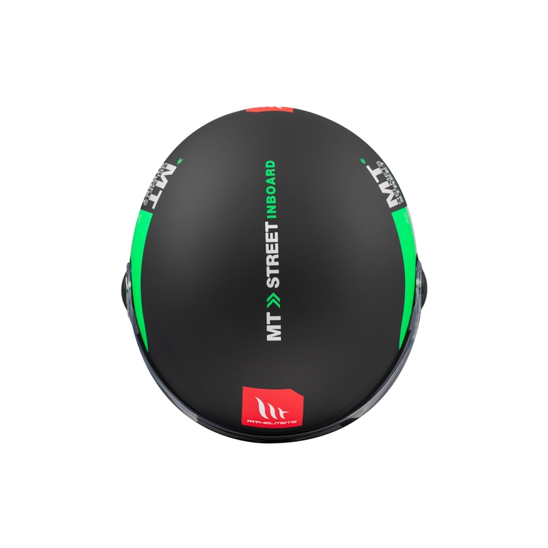 Kask motocyklowy otwarty MT STREET INBOARD D6 matowy czarno-zielony
