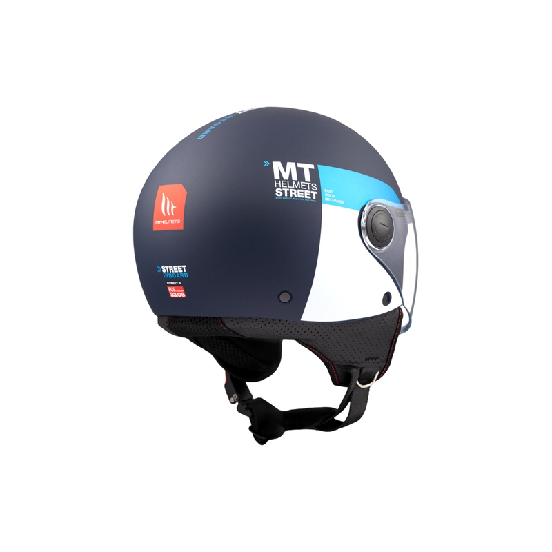 Kask motocyklowy otwarty MT STREET INBOARD C7 matowo niebiesko-biały