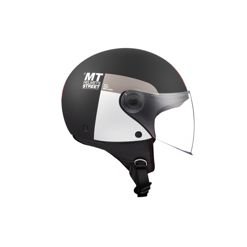 Kask motocyklowy otwarty MT STREET INBOARD D2 matowy czarno-srebrny