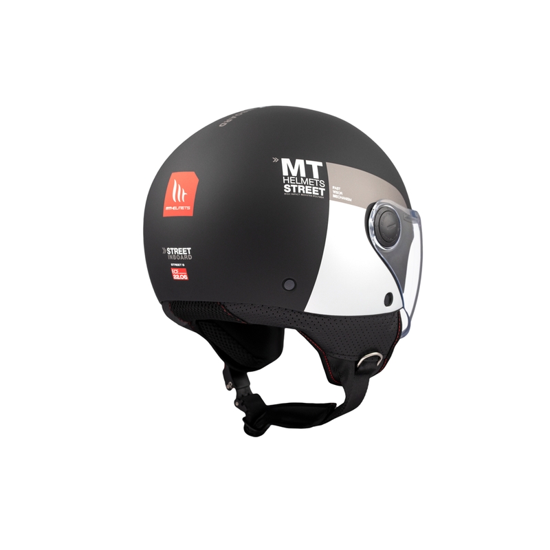 Kask motocyklowy otwarty MT STREET INBOARD D2 matowy czarno-srebrny