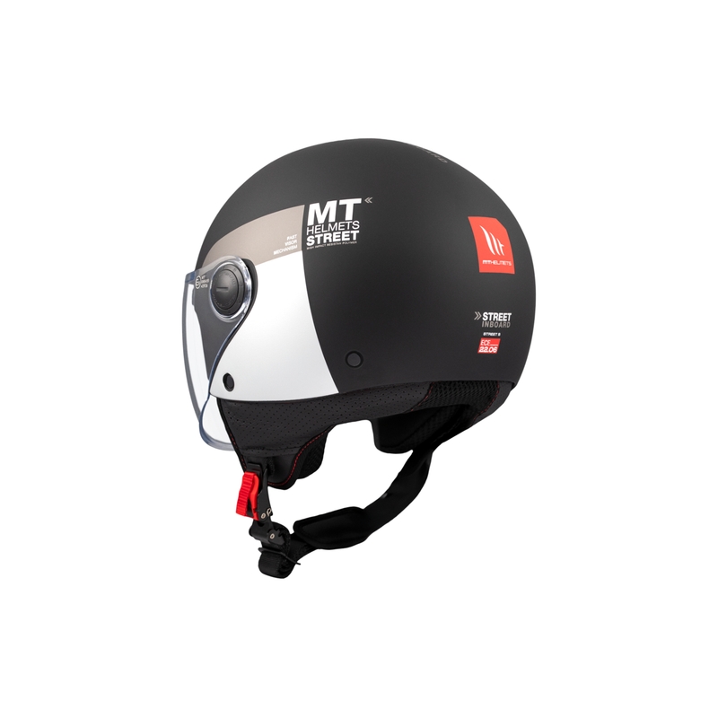 Kask motocyklowy otwarty MT STREET INBOARD D2 matowy czarno-srebrny
