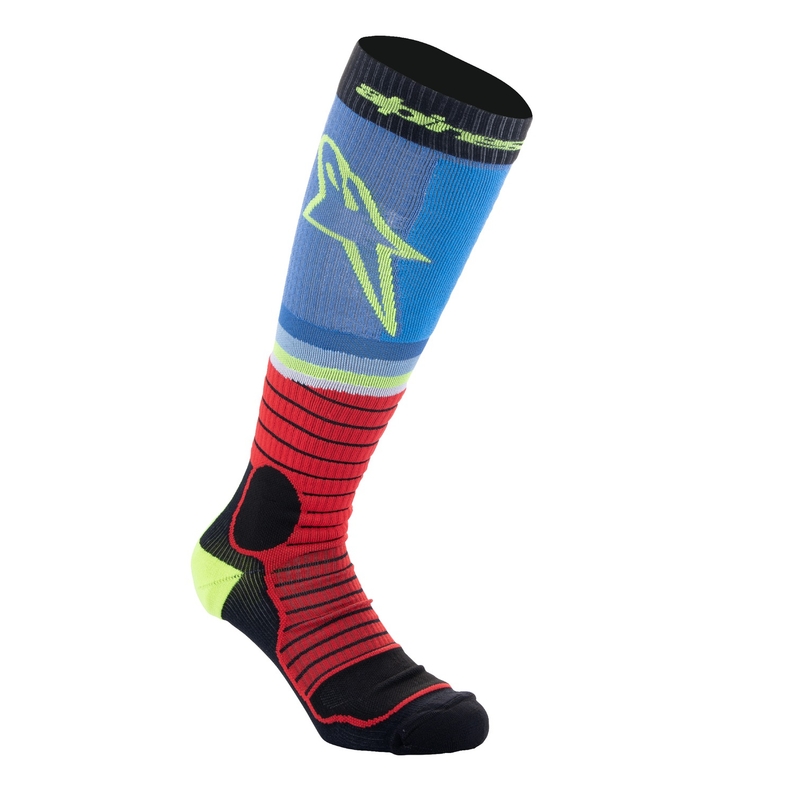 Skarpetki Alpinestars MX PRO czarno-czerwone fluo-żółte fluo-niebieskie