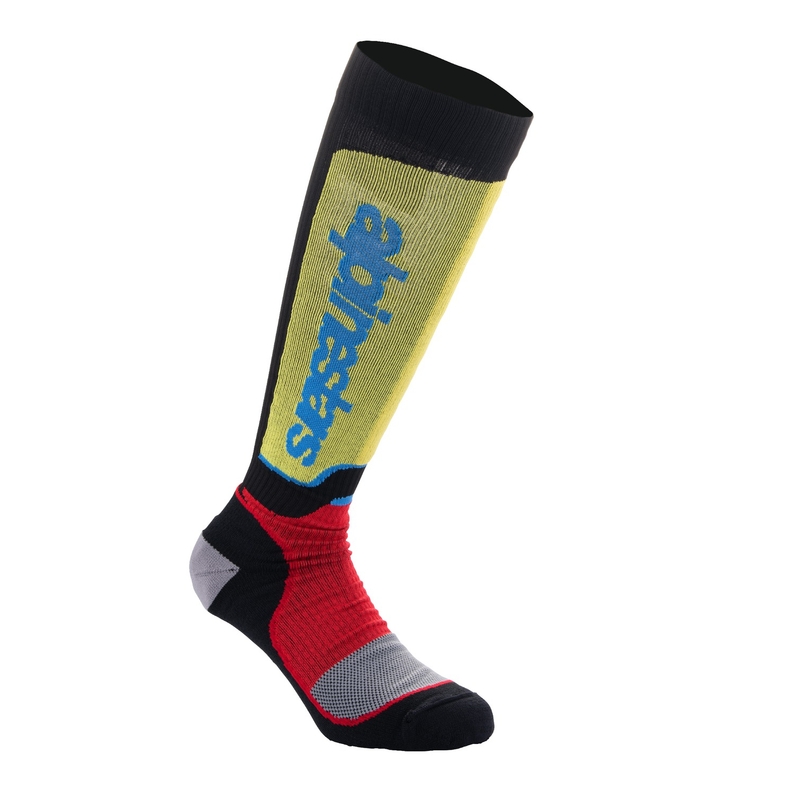 Skarpetki Alpinestars MX Plus czarno-czerwone fluo-żółte fluo-niebieskie