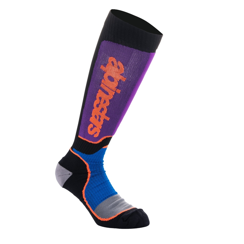 Skarpetki Alpinestars MX Plus czarno-pomarańczowo-fioletowo-niebiesko-szare