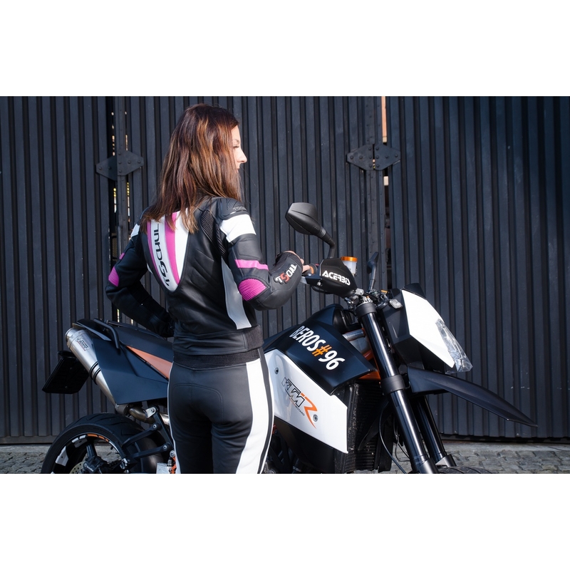 Damski kombinezon motocyklowy Tschul 546 czarno-biało-różowy wyprzedaż