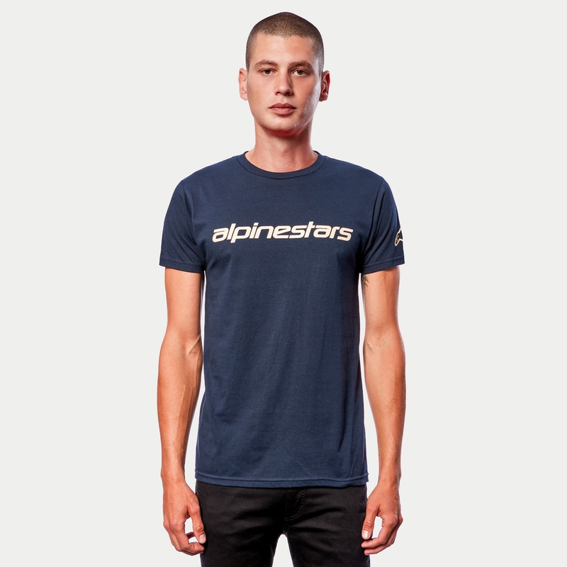 Koszulka Alpinestars Linear Wordmark w kolorze niebiesko-beżowym