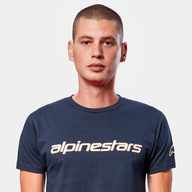 Koszulka Alpinestars Linear Wordmark w kolorze niebiesko-beżowym