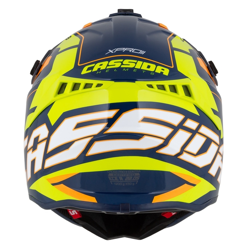 Kask motocrossowy Cassida Cross Pro 2 Contra fluo żółto-pomarańczowo-niebieski