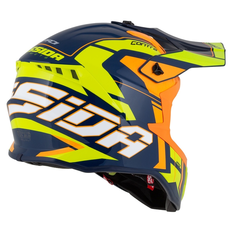 Kask motocrossowy Cassida Cross Pro 2 Contra fluo żółto-pomarańczowo-niebieski