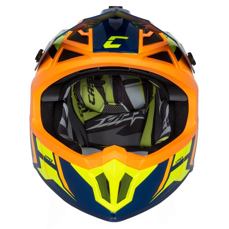 Kask motocrossowy Cassida Cross Pro 2 Contra fluo żółto-pomarańczowo-niebieski