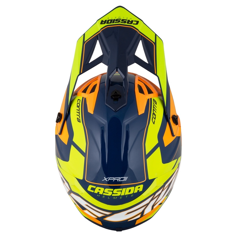 Kask motocrossowy Cassida Cross Pro 2 Contra fluo żółto-pomarańczowo-niebieski