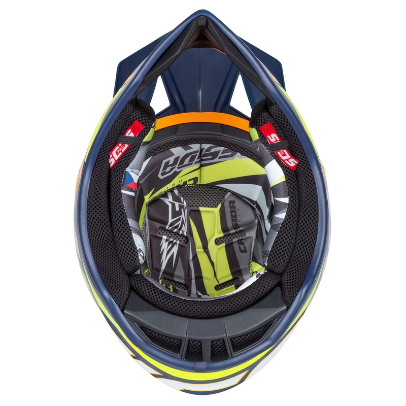 Kask motocrossowy Cassida Cross Pro 2 Contra fluo żółto-pomarańczowo-niebieski