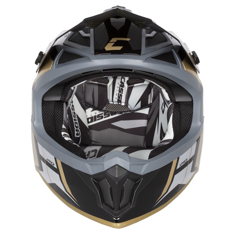 Kask motocrossowy Cassida Cross Pro 2 Contra złoty perłowo-szaro-czarny