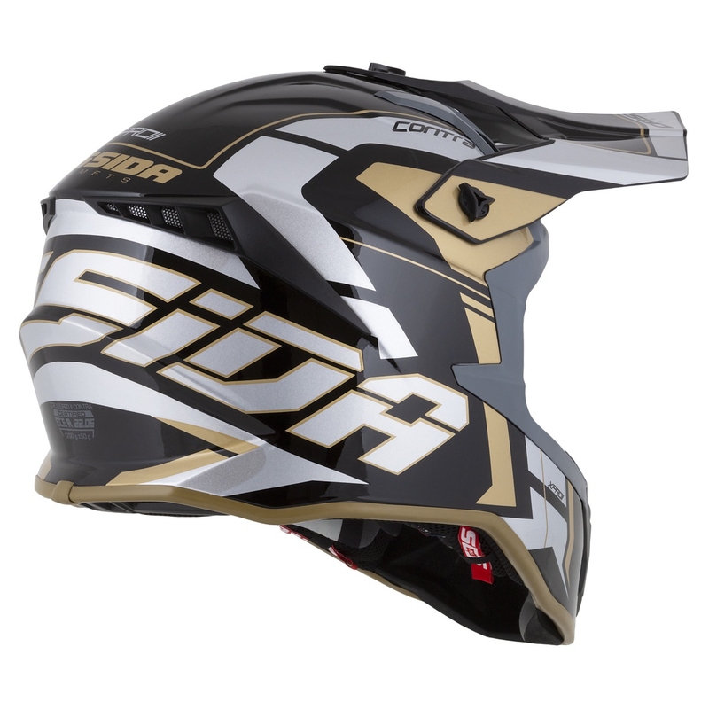 Kask motocrossowy Cassida Cross Pro 2 Contra złoty perłowo-szaro-czarny